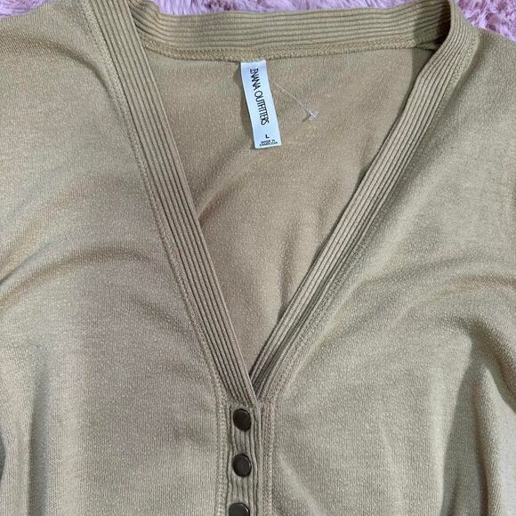 Y2k tan vneck sweater cardigan - Picture 6 of 7